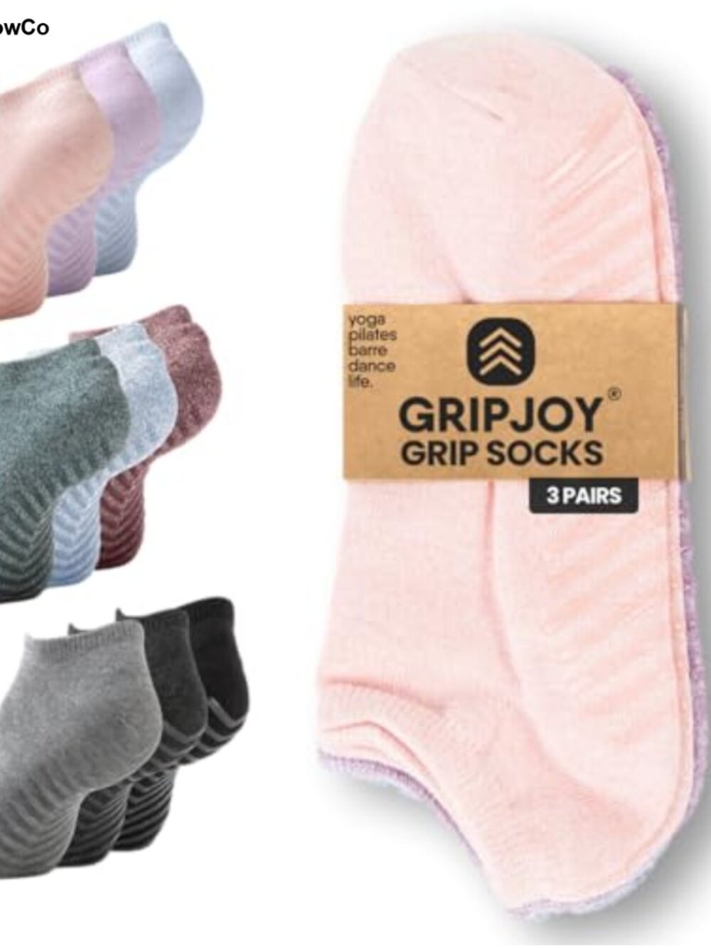 Grip Socks 3-Pack Non Slip Yoga Pilates Barre Dance Ankle Socks